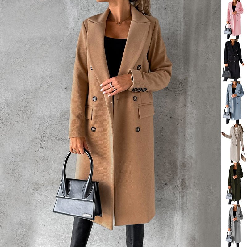 Double-Breasted Long Lapel Coat