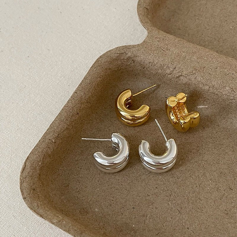 Glossy Double Metal Stud Earrings – photo 6