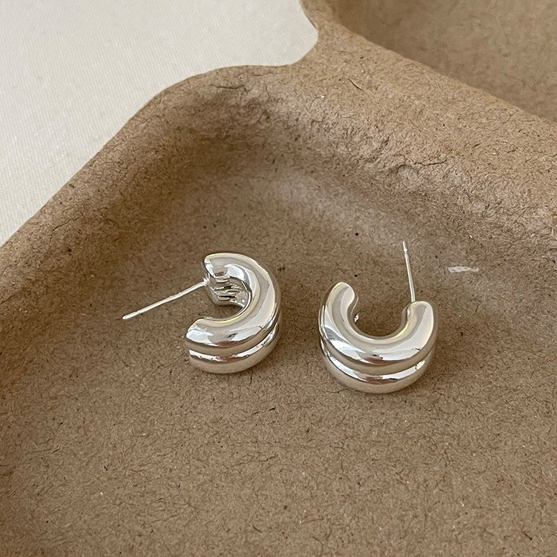 Glossy Double Metal Stud Earrings – photo 5