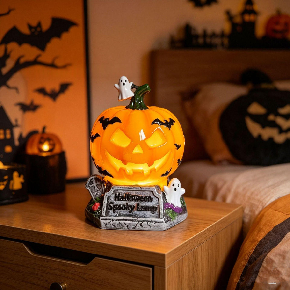 Glowing Resin Pumpkin Lamp - USB Halloween Light – photo 12