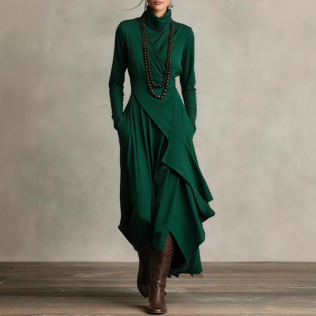 High Neck Cross-Sleeve Bodycon Dress – photo 7
