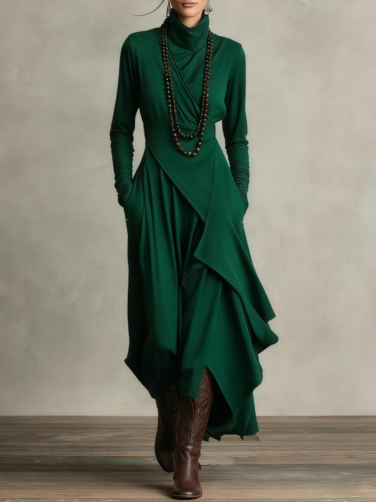 High Neck Cross-Sleeve Bodycon Dress – photo 6