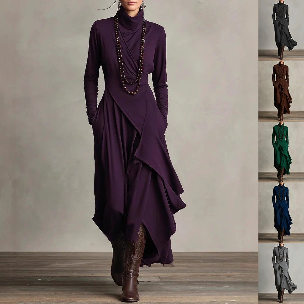 High Neck Cross-Sleeve Bodycon Dress