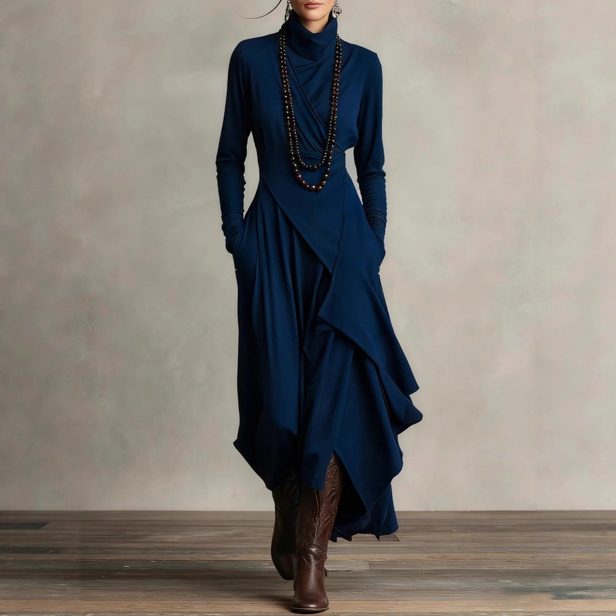 High Neck Cross-Sleeve Bodycon Dress – photo 2