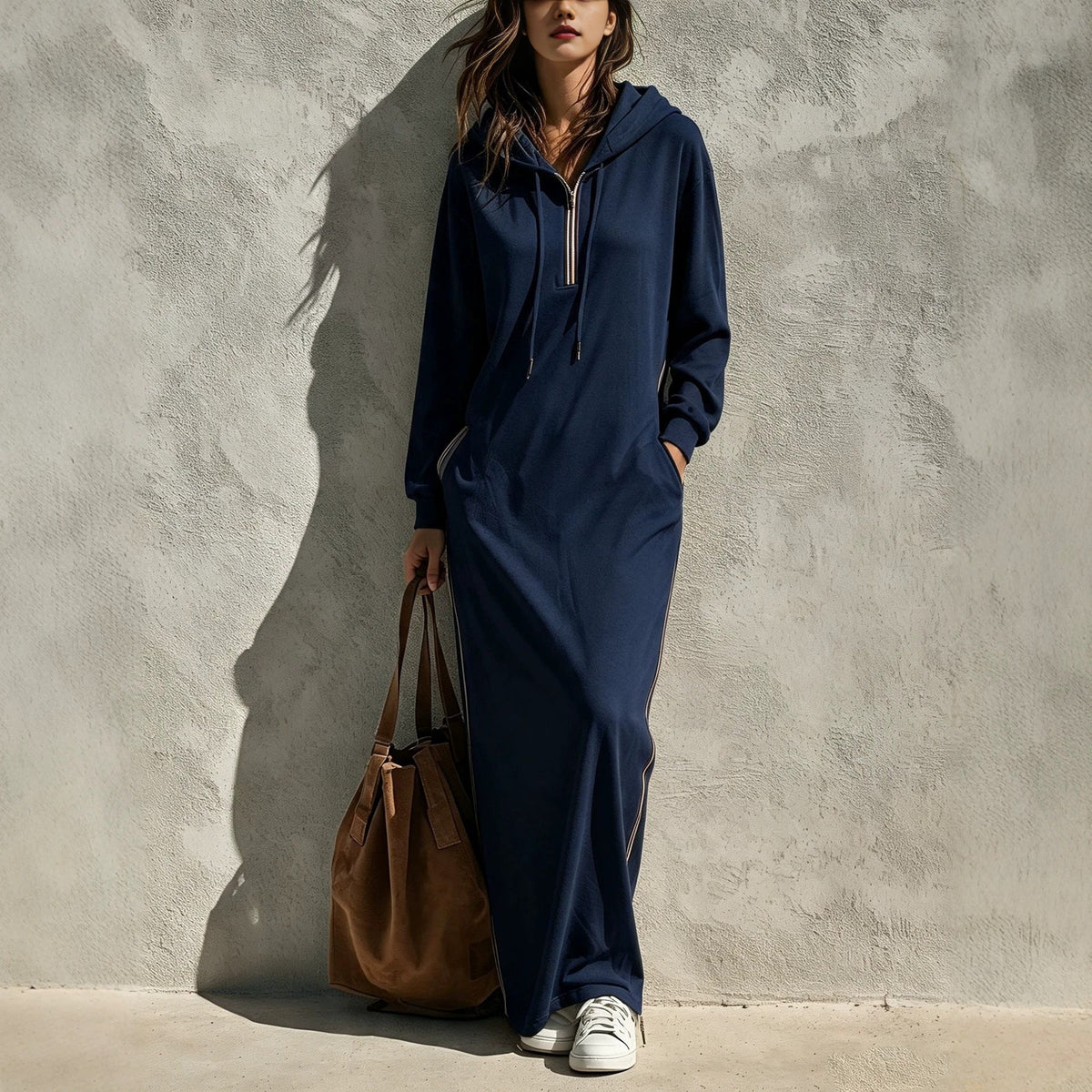 Hooded Half-Zip Long-Sleeve Dress – photo 8
