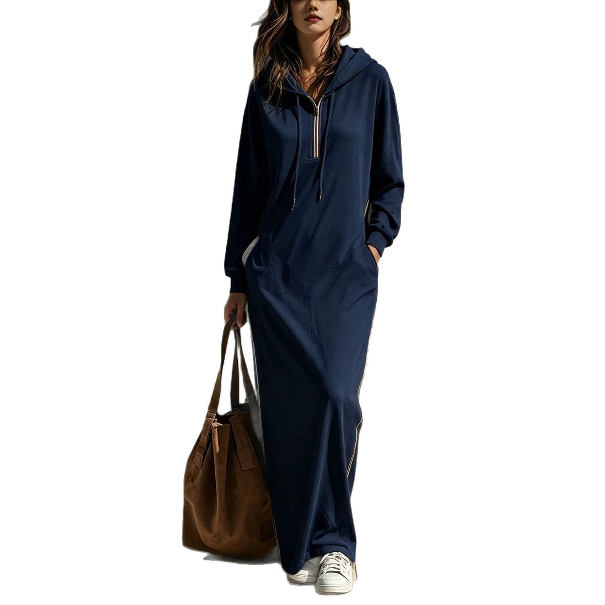 Hooded Half-Zip Long-Sleeve Dress – photo 5