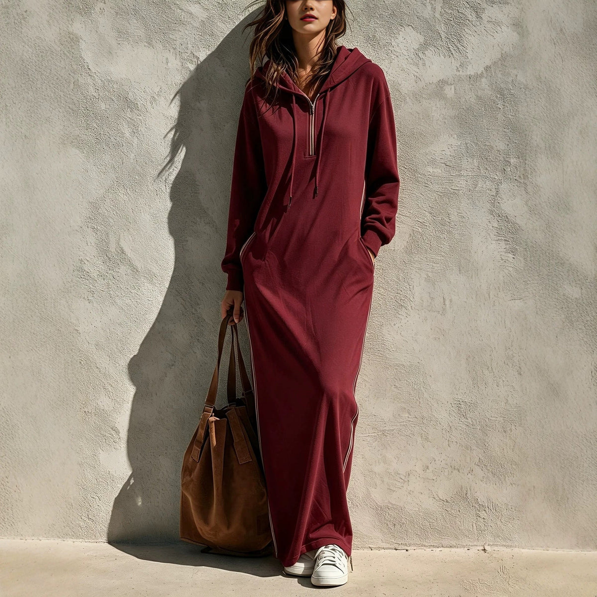 Hooded Half-Zip Long-Sleeve Dress – photo 7