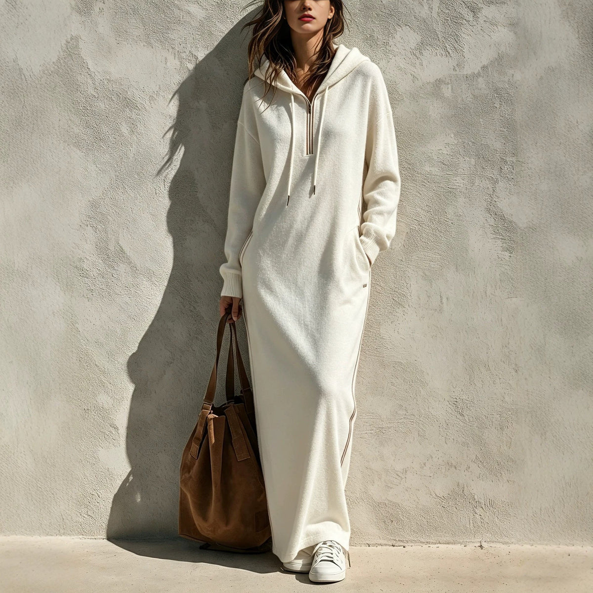 Hooded Half-Zip Long-Sleeve Dress – photo 4