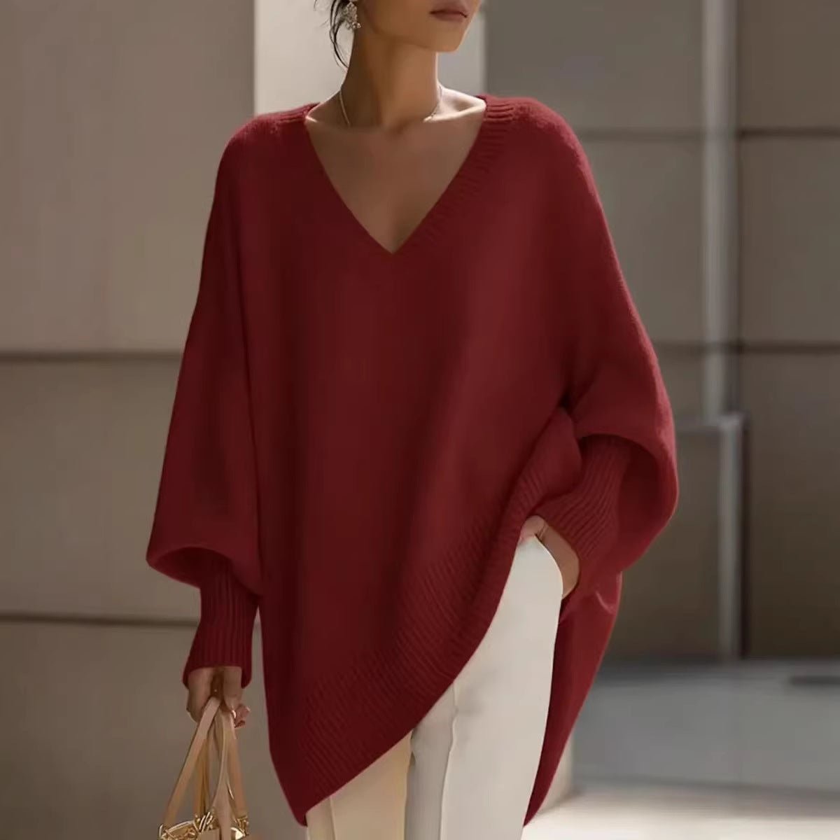 Loose V-Neck Knit Sweater – photo 7