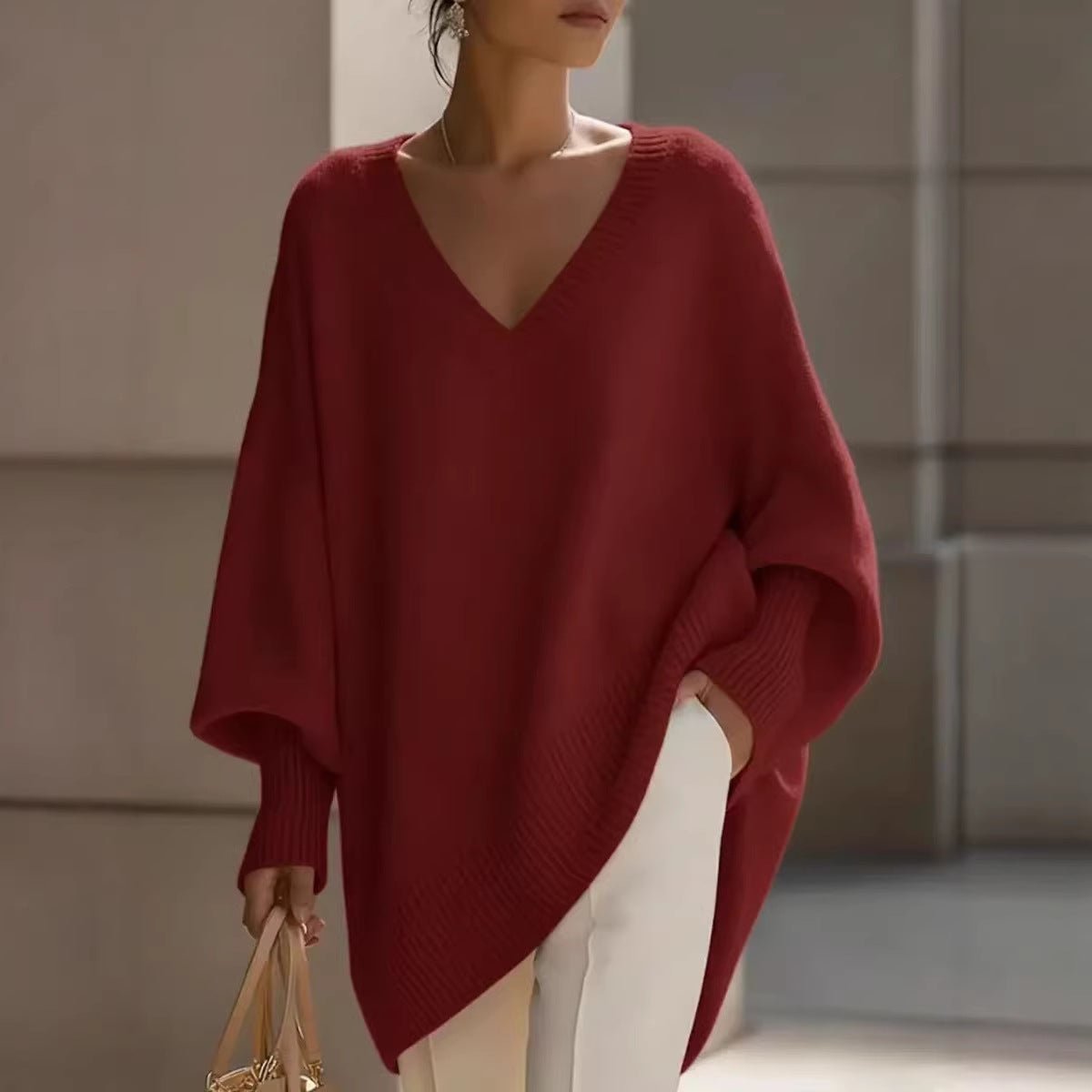 Loose V-Neck Knit Sweater – photo 10