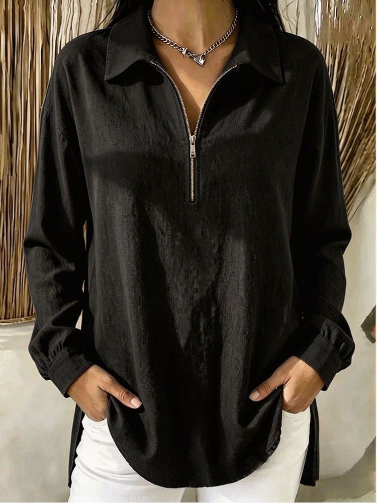 Relaxed-Fit Lapel Shirt with Zip Detail – photo 5