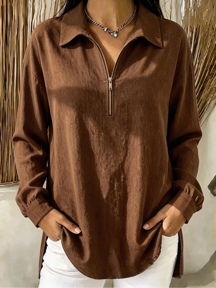 Relaxed-Fit Lapel Shirt with Zip Detail – photo 3