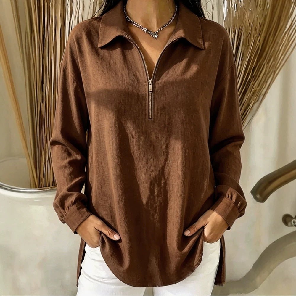 Relaxed-Fit Lapel Shirt with Zip Detail – photo 2