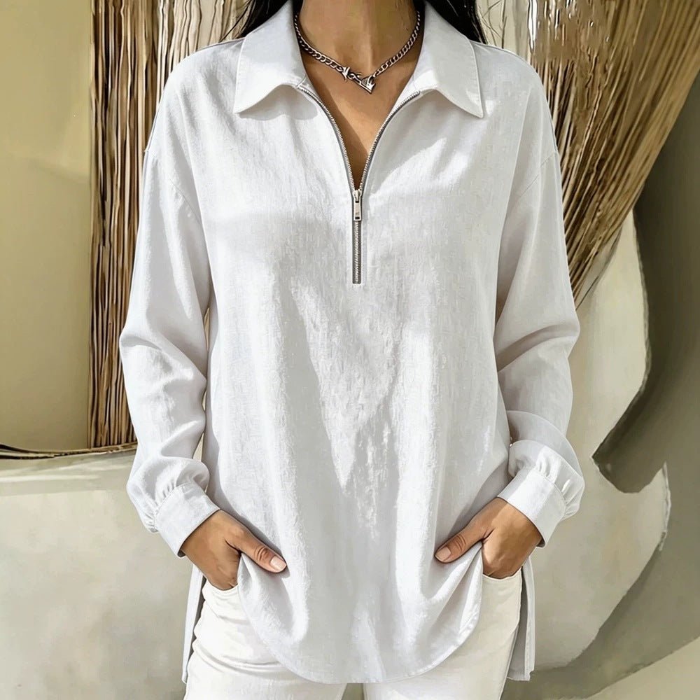 Relaxed-Fit Lapel Shirt with Zip Detail – photo 7