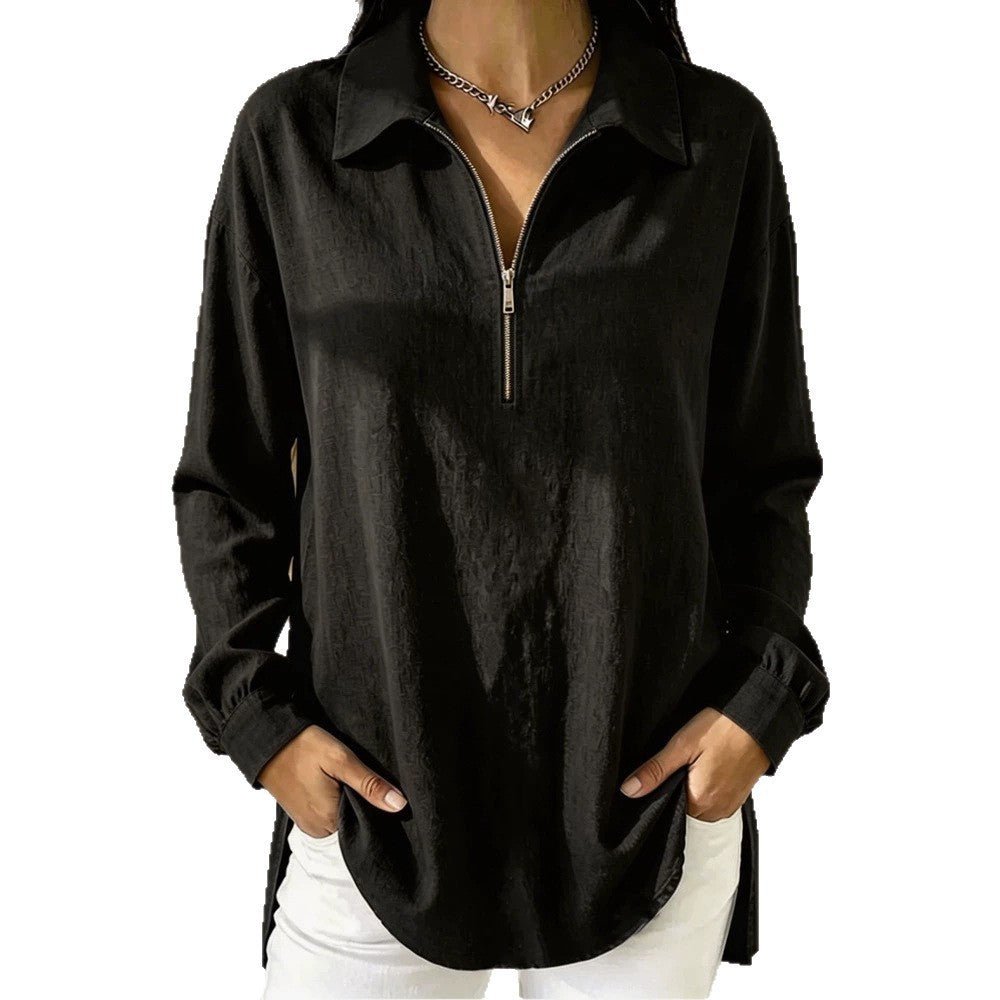 Relaxed-Fit Lapel Shirt with Zip Detail – photo 9
