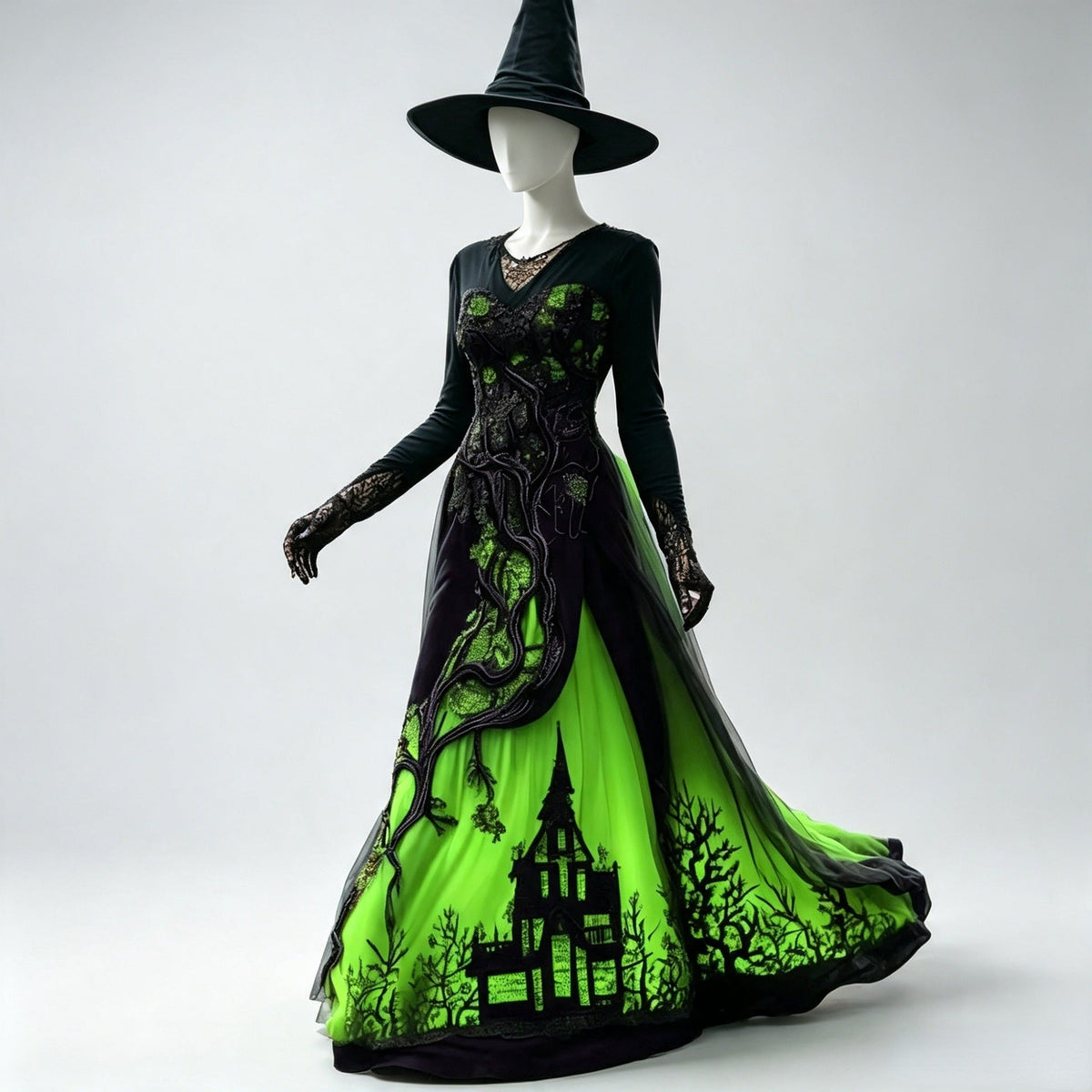 Thorn Lace Chiffon Gown - Halloween Costume Dress